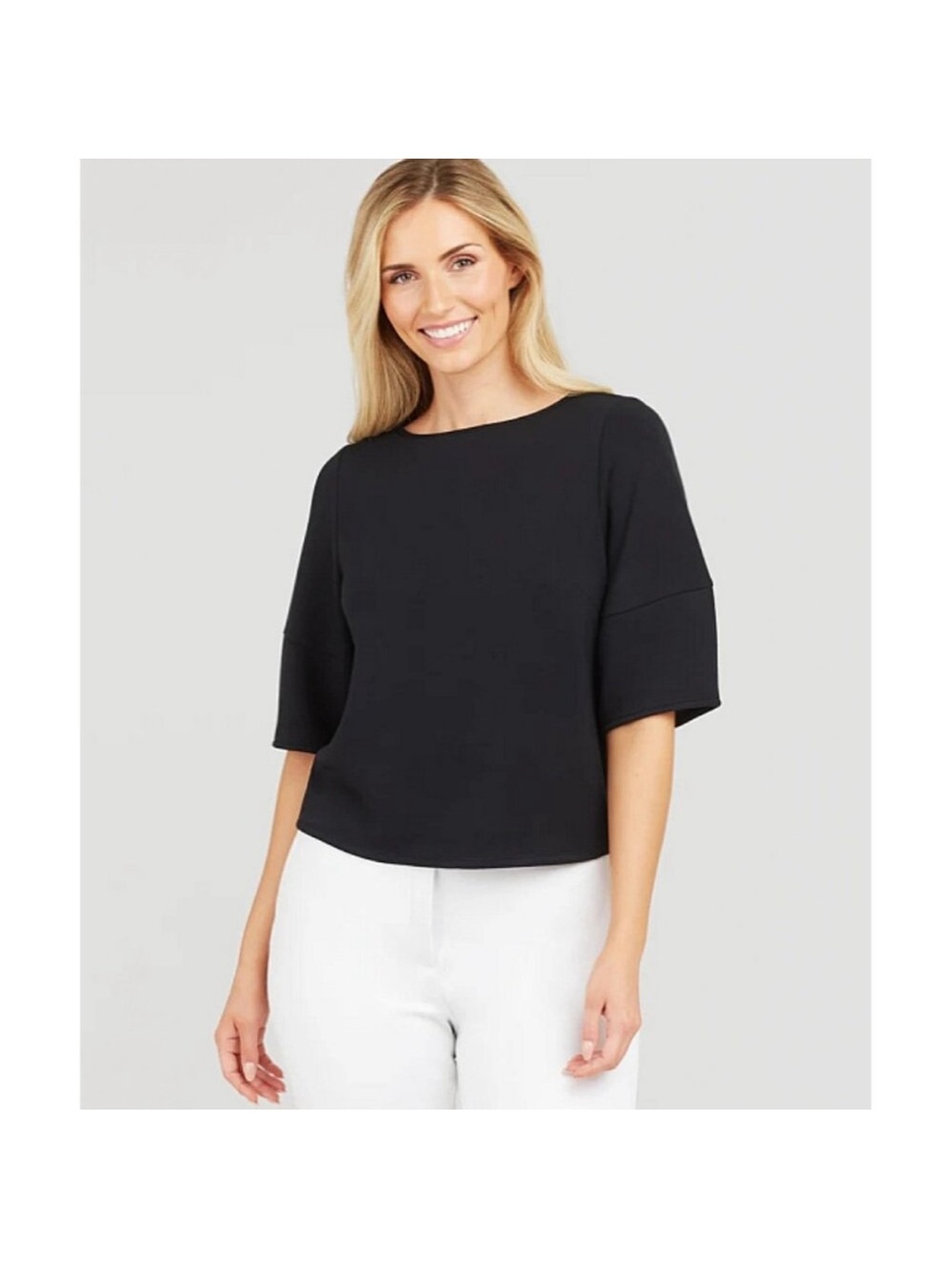 Spanx AirEssentials Puff Sleeve ‘At-the-Hip’ Top Black Medium